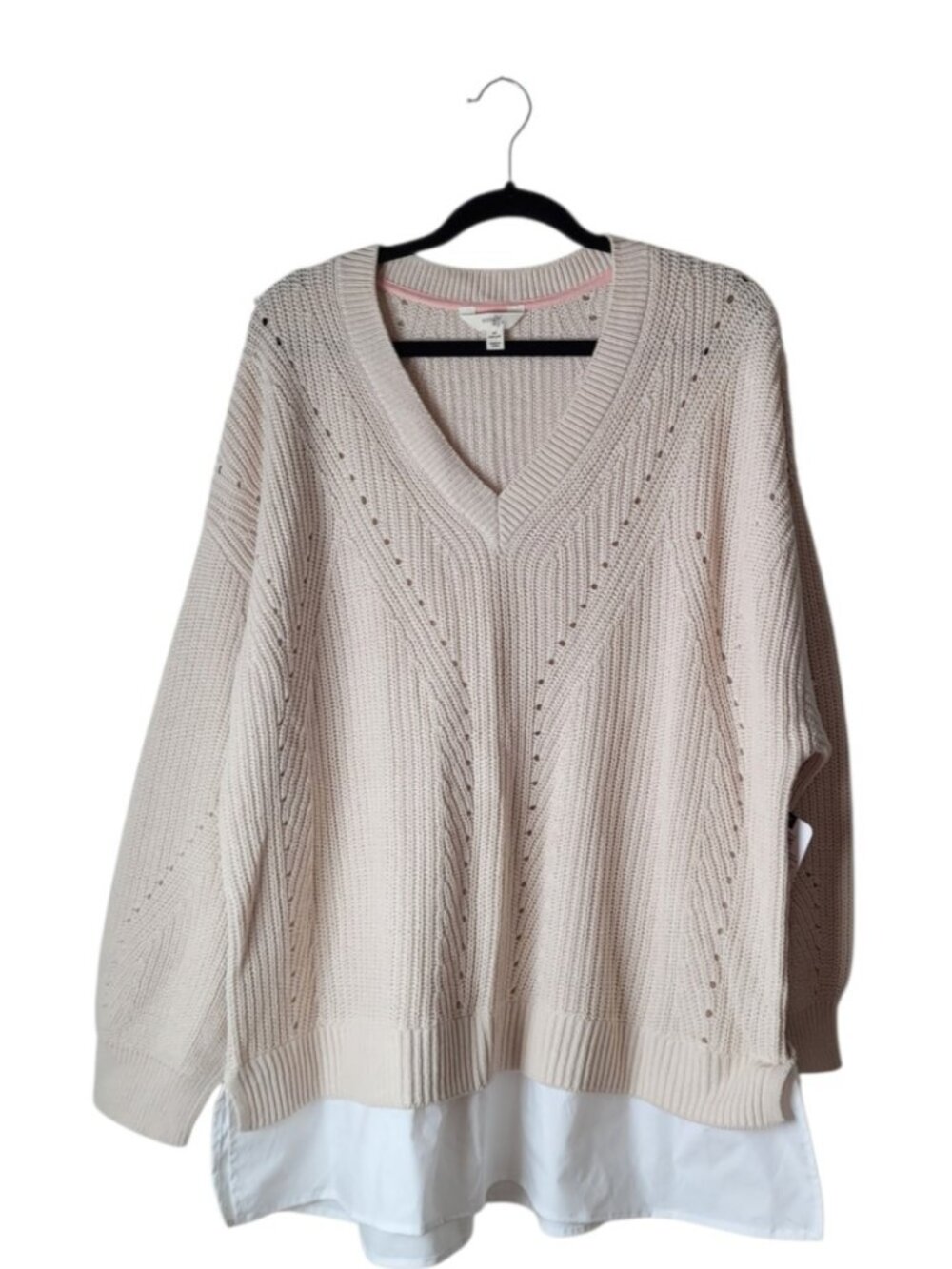 Terra & Sky Shaker Knit Layered Twofer Sweater